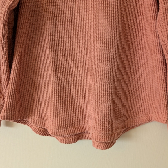 Madewell Womens Small Waffle Weave Top Pink Preppy Casual Lounge Basic Feminine - Picture 2 of 7